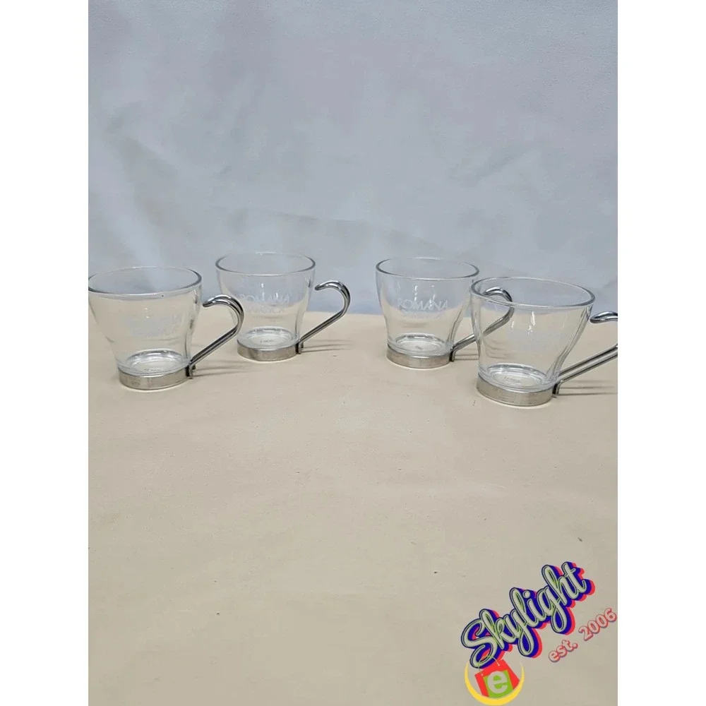 Bormioli Rocco Italy Set of 4 Verdi Espresso Glass Cups Romana Vitrosax Sambuca